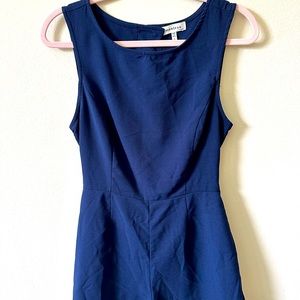 Scalloped edge navy blue romper, size large.